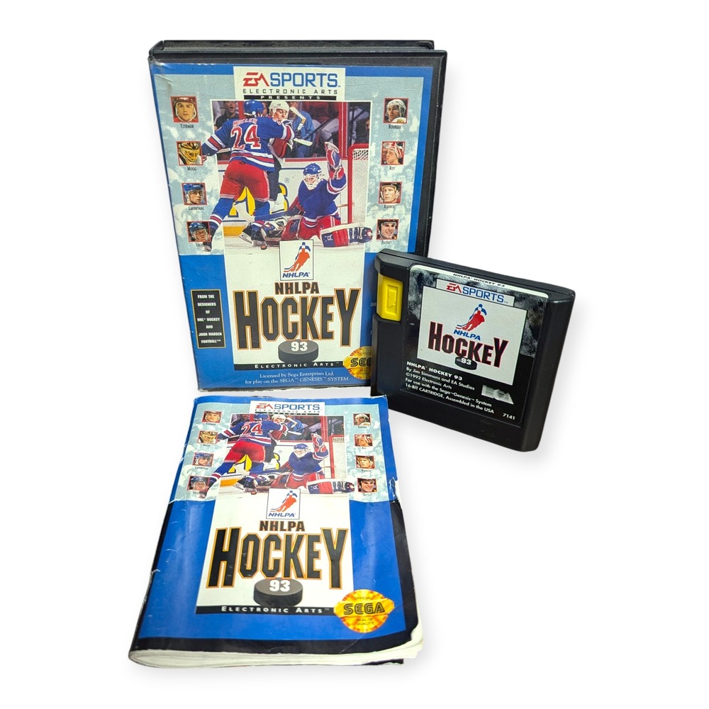 NHLPA Hockey 93 Sega Genesis EA Sports Game Complete CIB Case‎ Manual 7141